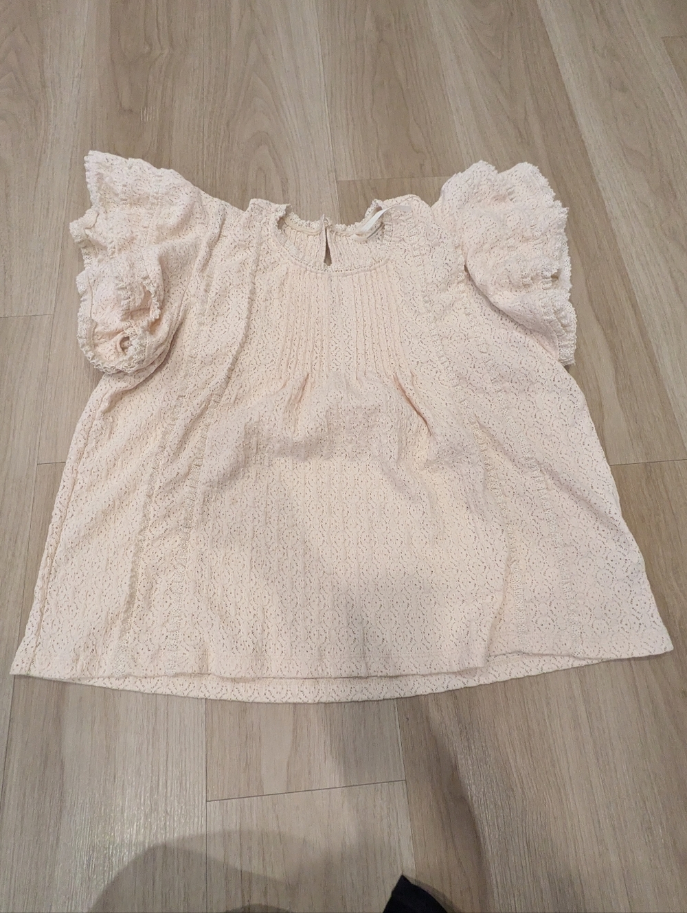 Anthropologie Cream Pintuck Lace Blouse Size M